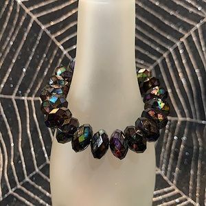 Black plastic hematite stretch bracelet